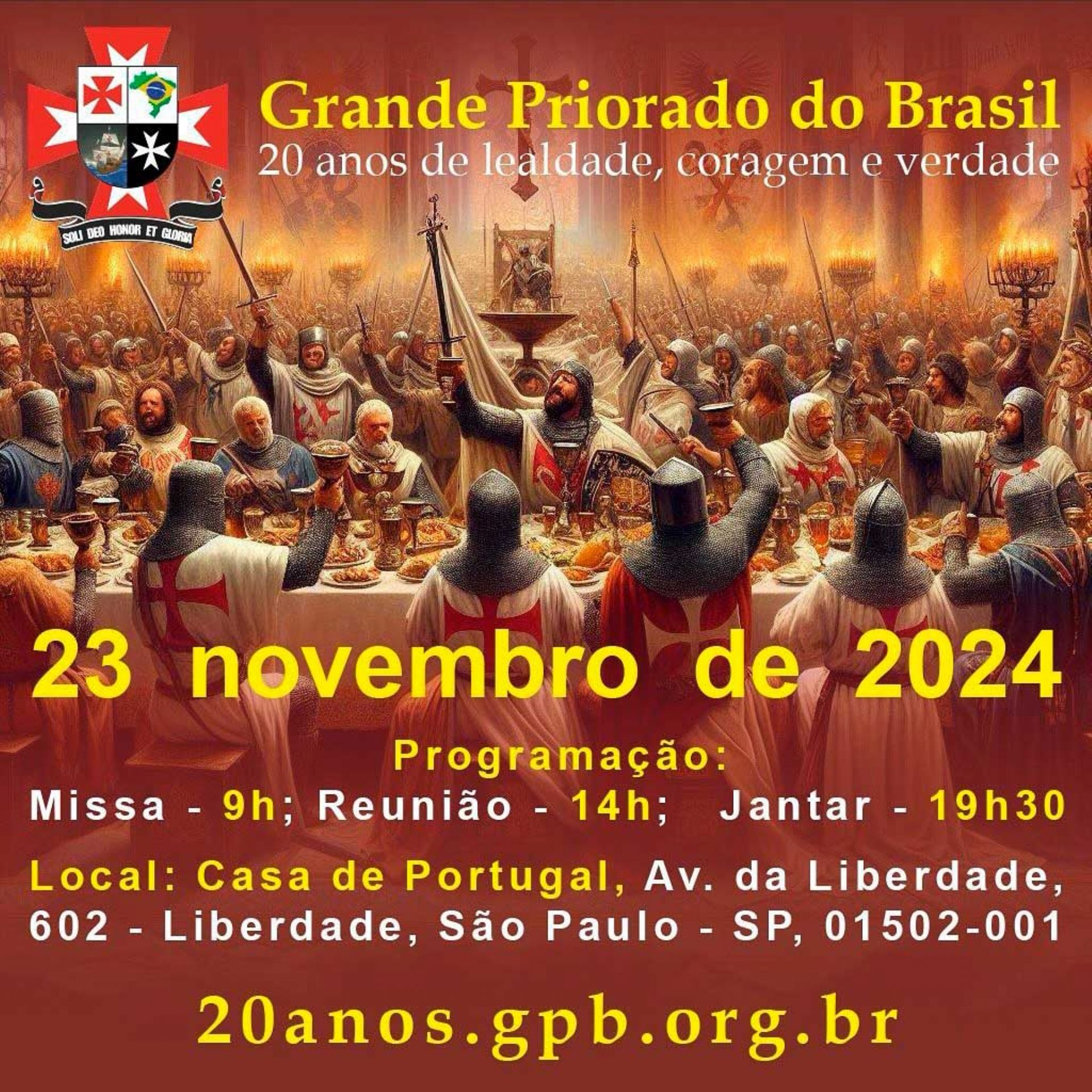 Grande Priorado do Brasil completará 20 anos de fundação